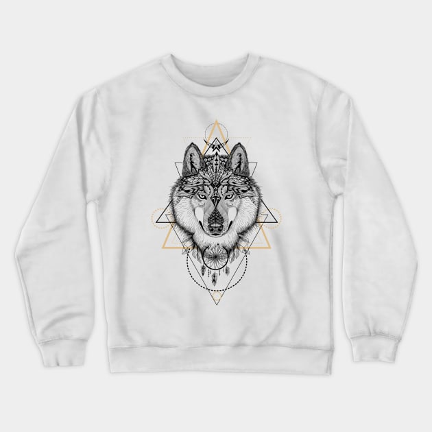 Totem mandala Wolf in boho/ethnic/aztec style Crewneck Sweatshirt by fears